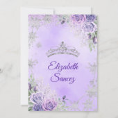Invitation Quinceanera d'hiver violet et argent (Dos)