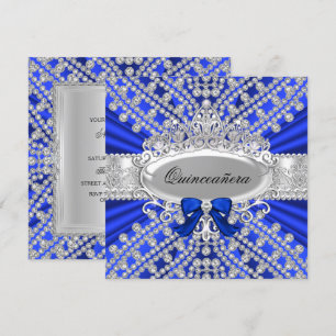 Invitation Quinceañera Diamant Bleu & Tiare