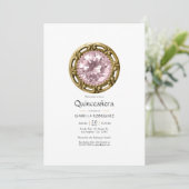 Invitation Quinceañera Diamant Rose (Debout devant)
