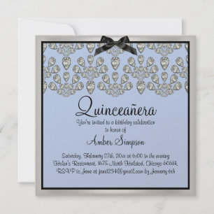 Invitation Quinceanera Diamants Argent/Bleu Foreve