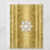 Invitation Quinceanera Diamond Gem Gold fête d'anniversaire (Dos)