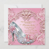Invitation Quinceañera Diamond rose Chaussure haute talon (Devant)