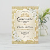 Invitation Quinceanera d'or (Debout devant)