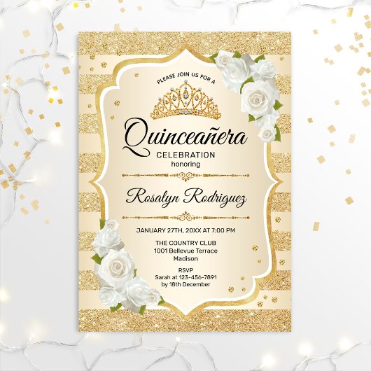 Invitation Quinceanera d'or