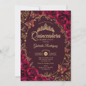 Invitation Quinceanera d'or de Bourgogne (Devant)