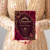 Invitation Quinceanera d'or de Bourgogne
