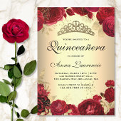 Invitation Quinceanera d'or des Roses rouges
