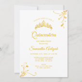 Invitation Quinceanera d'or moderne minimaliste (Devant)
