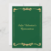 Invitation Quinceanera d'or vert classique (Dos)