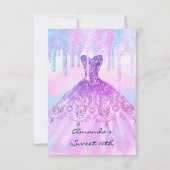 Invitation Quinceanera Douce 16e Robe Holographique violette (Dos)
