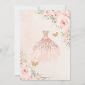 Invitation Quinceañera Doux Blush Floral Robe Papillons (Dos)