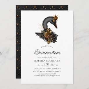 Invitation Quinceañera du cygne noir