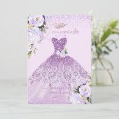 Invitation Quinceanera Dusty Lilac Purple Silver Parties scin (Debout devant)