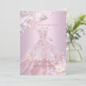 Invitation Quinceanera Dusty Rose Parties scintillant Gown Po (Debout devant)