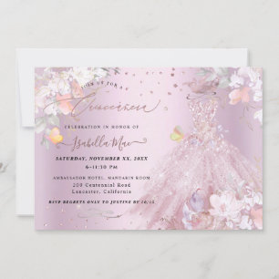 Invitation Quinceanera Dusty Rose Parties scintillant Gown Po