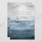 Invitation Quinceañera, Écrit dans les étoiles, Ciel d'argent (Devant / Derrière)