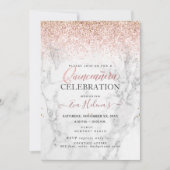 Invitation Quinceañera, Écrit dans l'étoile, Marble+Or Rose (Devant)
