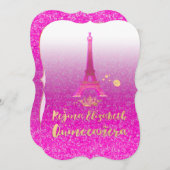 Invitation Quinceanera/Eiffel/Neon Rose/Princesse/Couronne (Devant / Derrière)