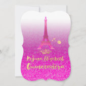Invitation Quinceanera/Eiffel/Neon Rose/Princesse/Couronne (Devant)