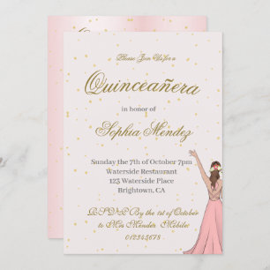 Invitation Quinceanera Elegant Or Rose 