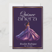 Invitation Quinceañera élégante robe moderne violet (Dos)
