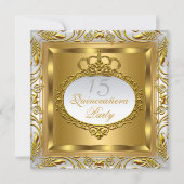 Invitation Quinceañera Elite Elegant Or Argent Anniversaire (Devant)