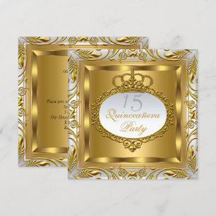Invitation Quinceañera Élite Élégant Or Argent Anniversaire
