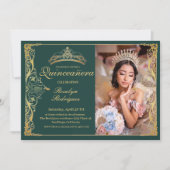 Invitation Quinceanera Emerald Beauté Quinceanera avec photo (Devant)