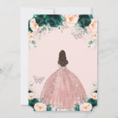Invitation Quinceañera Emerald Blush Floral Princess Silver (Dos)