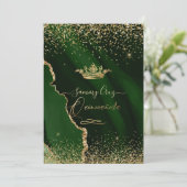 Invitation Quinceanera Emerald Green Agate Faux Gold Dust Inv (Debout devant)