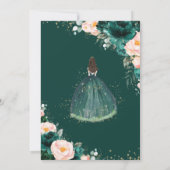 Invitation Quinceañera Emerald Green Blush Floral Princess (Dos)