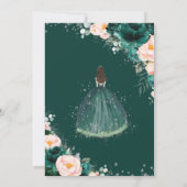 Invitation Quinceañera Emerald Green Blush Floral Princess (Dos)
