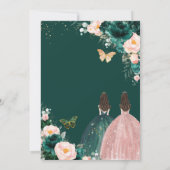 Invitation Quinceañera Emerald Green Blush Floral Twins (Dos)