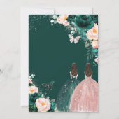 Invitation Quinceañera Emerald Green Blush Floral Twins (Dos)