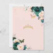 Invitation Quinceañera Emerald Green Blush Floral Twins (Dos)