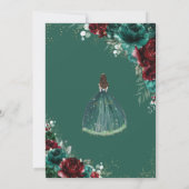 Invitation Quinceañera Emerald Green Bourgogne Floral Or (Dos)