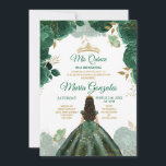 Invitation Quinceañera Emerald Green Butterfly Gold Crown<br><div class="desc">Quinceañera Emerald Green Butterfly Gold Crown Invitation Mis Quince 15 Anos,  16e anniversaire, </div>
