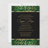 Invitation Quinceañera Emerald Green et Gold Filigree (Devant)