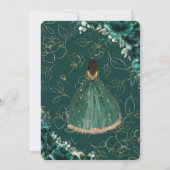 Invitation Quinceañera Emerald Green Floral Brown Princesse (Dos)
