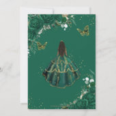 Invitation Quinceañera Emerald Green Floral Brown Princesse (Dos)