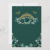 Invitation Quinceañera Emerald Green Floral Crown Español (Dos)
