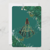 Invitation Quinceañera Emerald Green Floral Gold Princess (Dos)