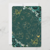 Invitation Quinceañera Emerald Green Gold Floral Papillons (Dos)