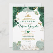 Invitation Quinceañera Emerald Green Papillon mexicain (Devant)