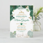 Invitation Quinceañera Emerald Green Papillon mexicain (Debout devant)