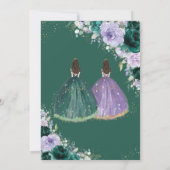 Invitation Quinceañera Emerald Green Purple Floral Twins (Dos)