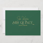 Invitation Quinceañera Emerald Green Robe Floral Brunette (Dos)