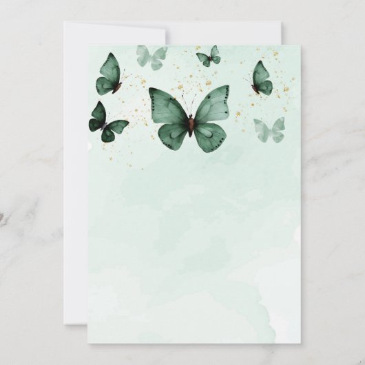 Invitation Quinceanera Emerald Green Robe Papillon Or (Dos)