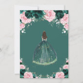 Invitation Quinceañera Emerald Green Rose Floral Princesse (Dos)