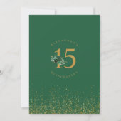 Invitation Quinceañera Emerald Vert Floral Faux Or huile (Dos)